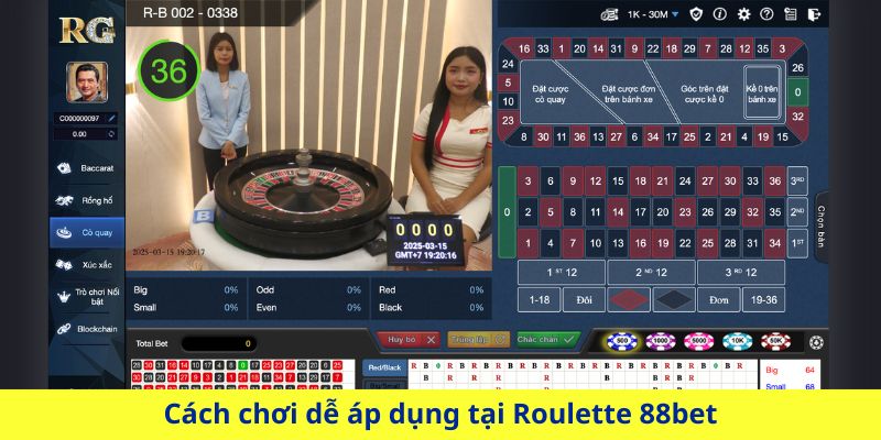 Cách chơi dễ áp dụng tại Roulette 88bet